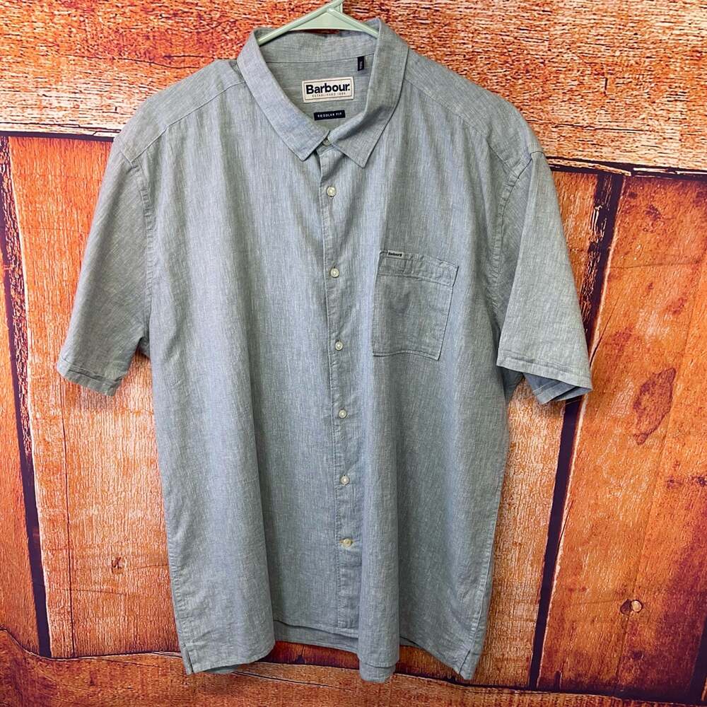 Barbour Fleming Linen Blend Regular Fit Short-Sleeve Button-Down Shirt Sz L